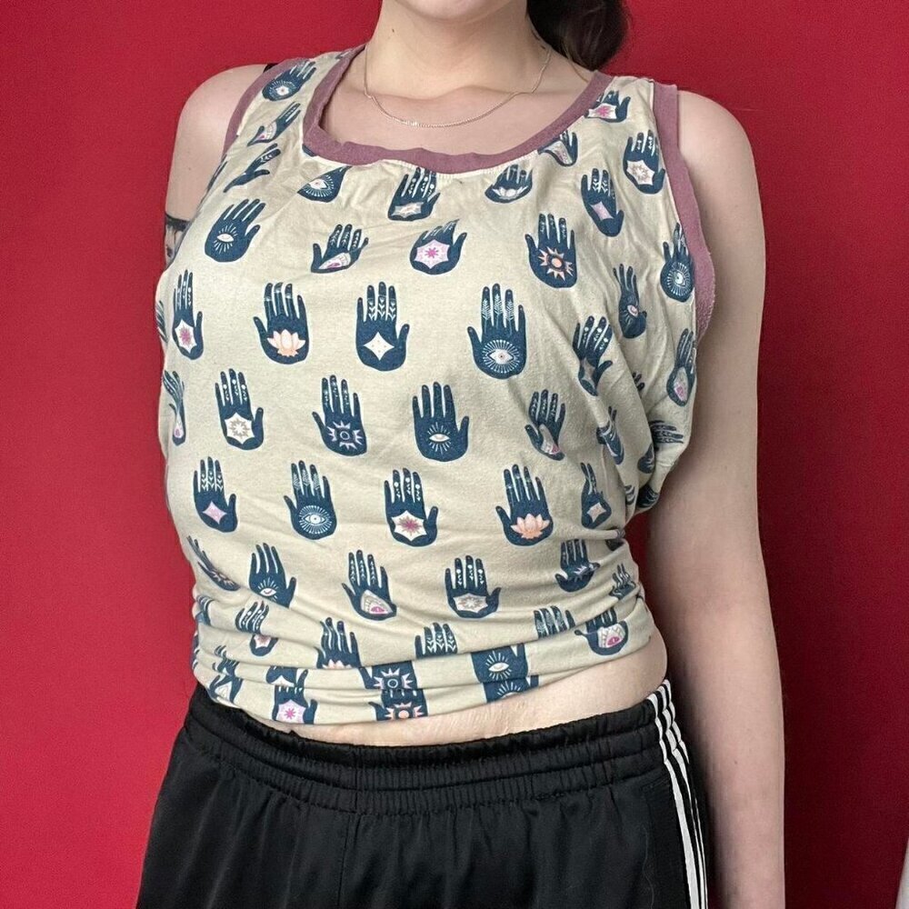 Hand sewn thick strap hamsa hand tank top​​​​​​​​​​​​​​​